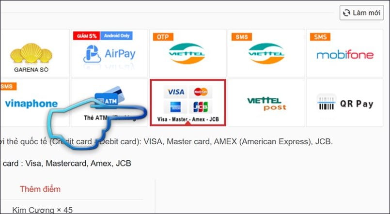 Thanh toán qua thẻ Visa, Mastercard