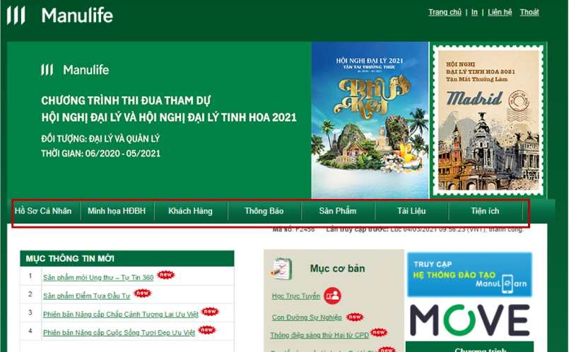 Giao diện website daily manulife com vn