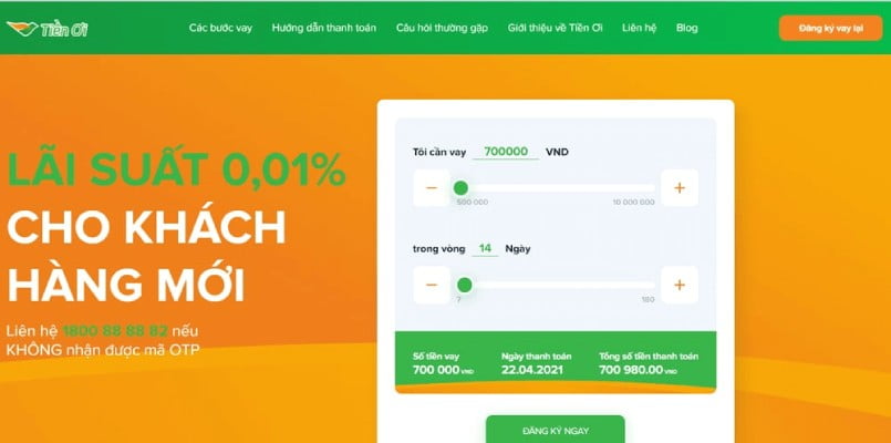 Hướng dẫn vay tiền online tại Tienoi